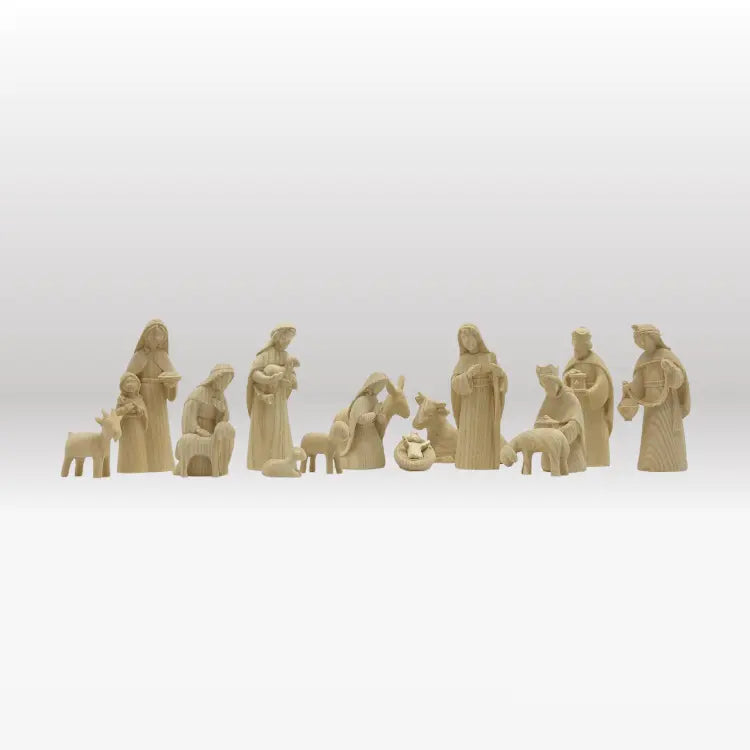 Krippenfiguren Set (15 Figuren) von Akantus natur