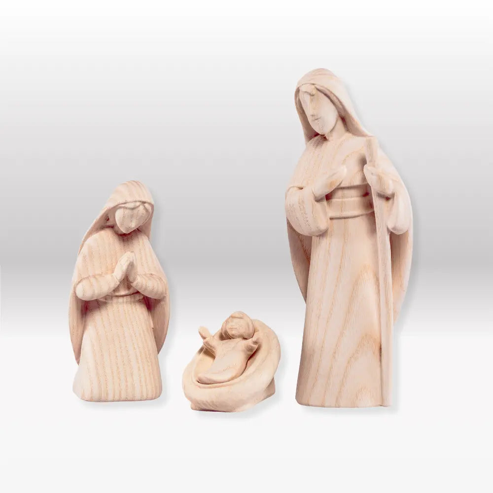 Heilige Familie (3 Figuren) von Akantus natur mit Familienhaus: "Akantus Design" Eiche