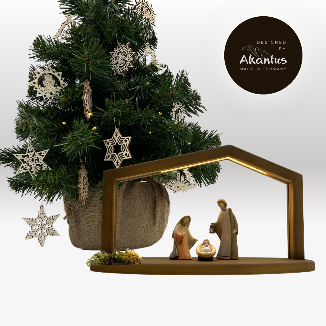 Adventskalender Nr. 3: Leonardo bemalt mit Stall "Akantus Design" brown