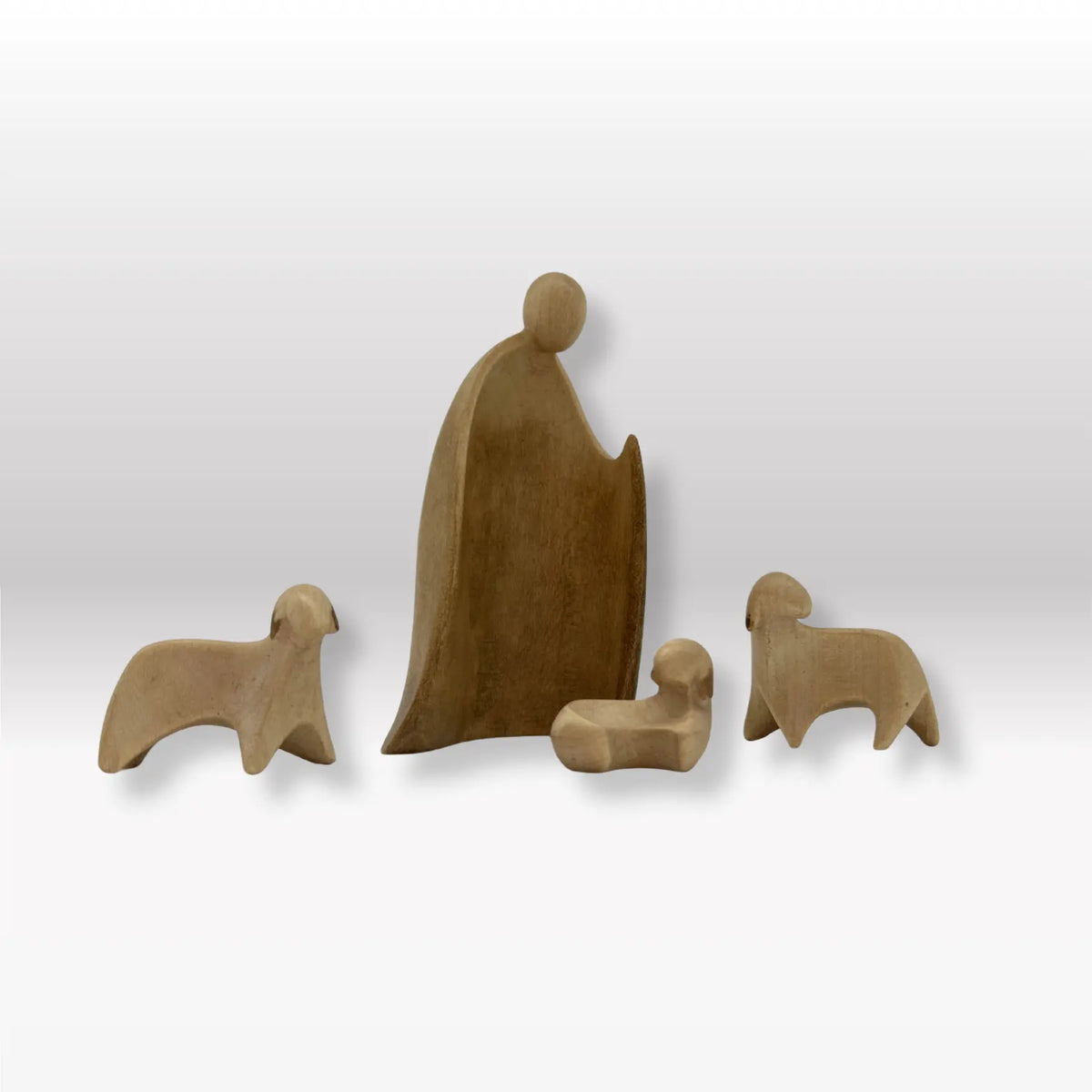 Schäfer und Tiere (4 Figuren) von Ambiente Design 3-fach gebeizt