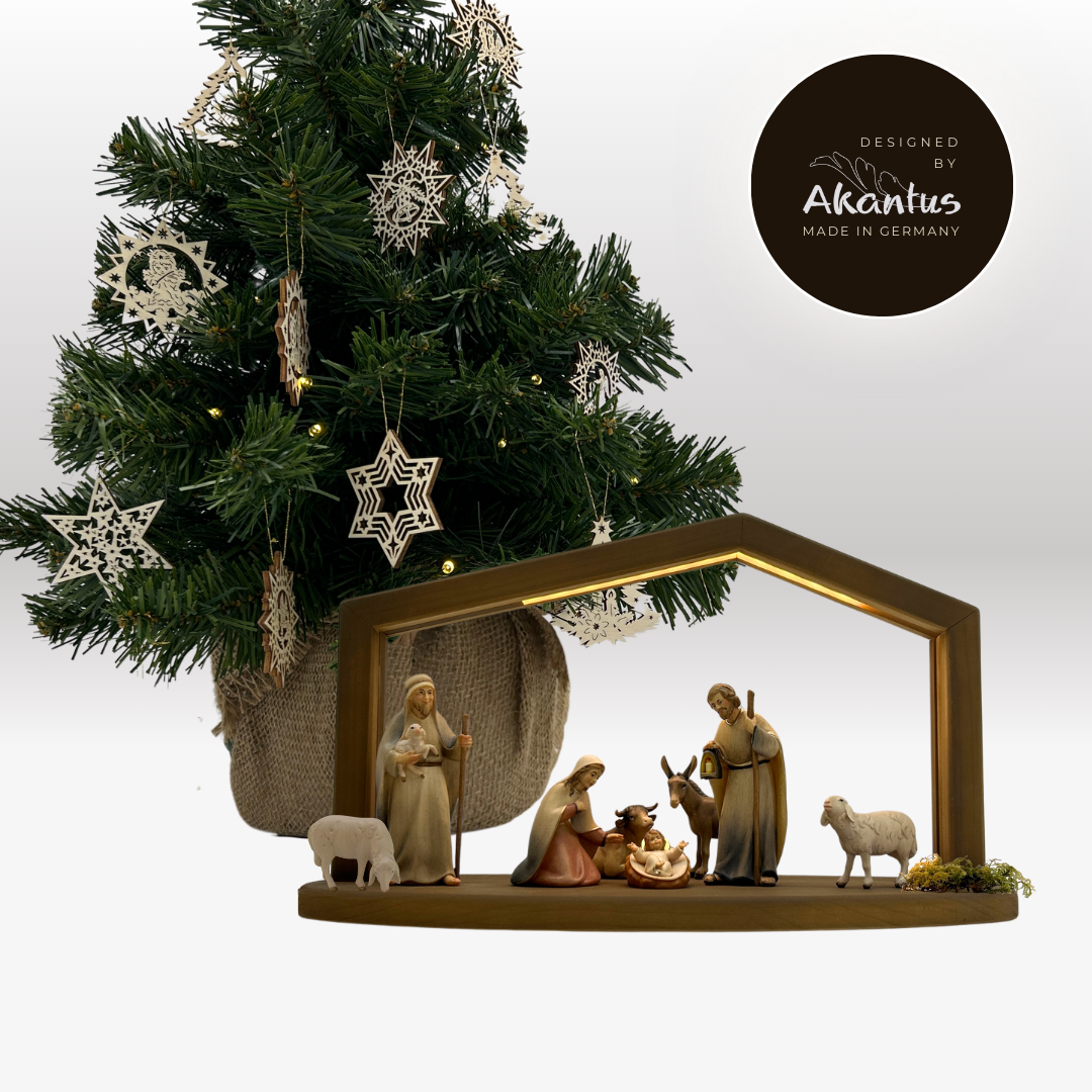 Adventskalender Nr. 2: Lichtkrippe mit Stall "Akantus Design" brown