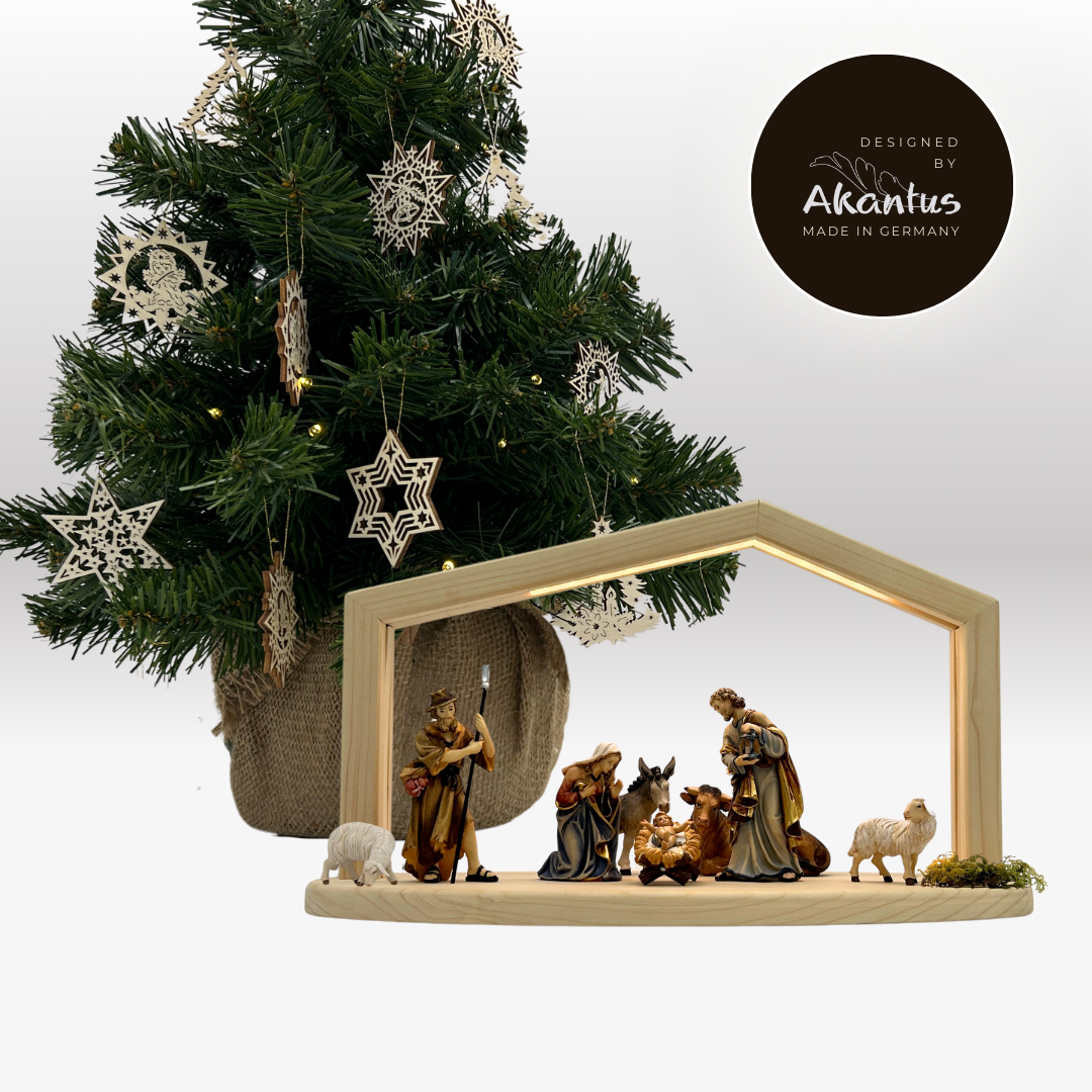 Adventskalender Nr. 2: Kostner Krippe mit Stall "Akantus Design" natur