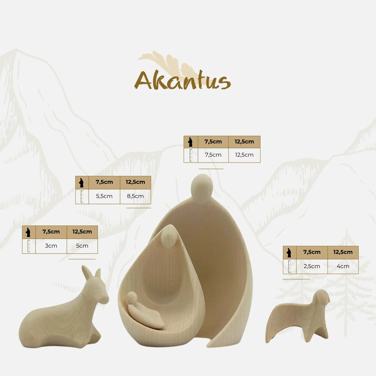 Ambiente Design natur Grössentabelle
