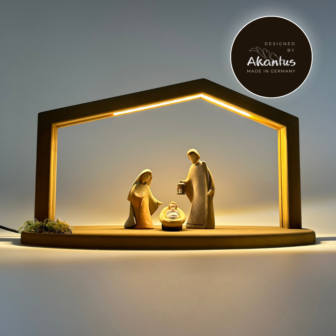 Heilige Familie 3er Set mit Stall "Akantus Design" brown von Leonardo bemalt