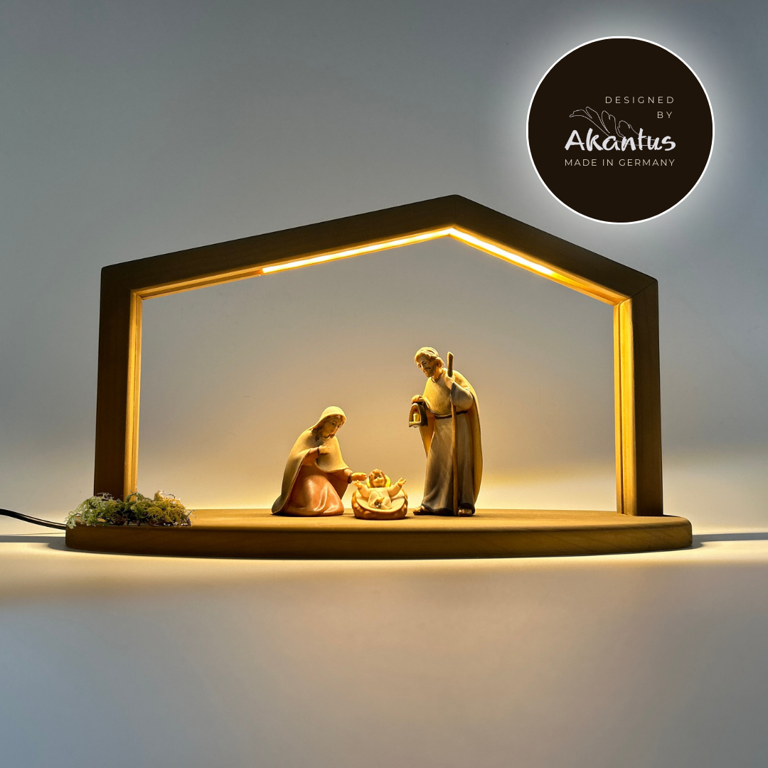 Heilige Familie 3er Set mit Stall "Akantus Design" brown von Licht