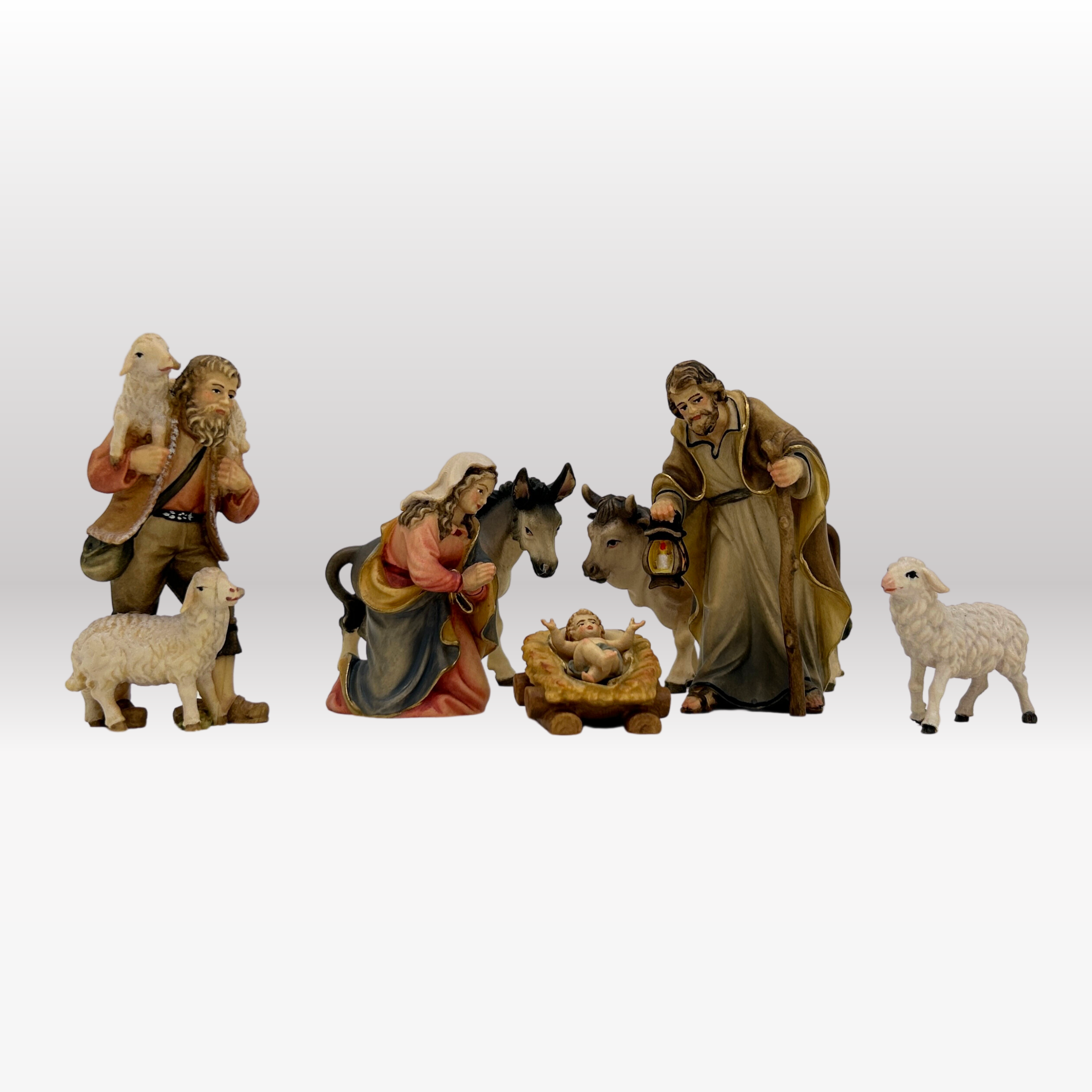 Krippenfiguren Set mit Stall Tradition 7 Figuren von Heimatkrippe