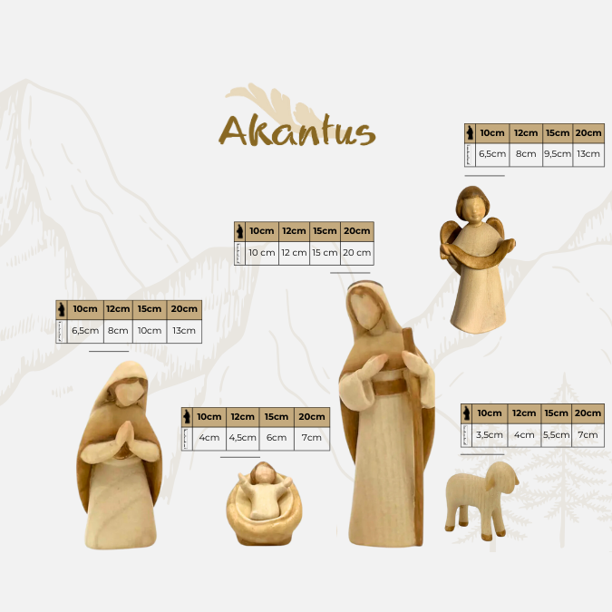 Heilige Familie (3 Figuren) von Akantus bemalt mit Familienkrippe"Bethlehem"